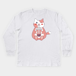 pink cat Kids Long Sleeve T-Shirt